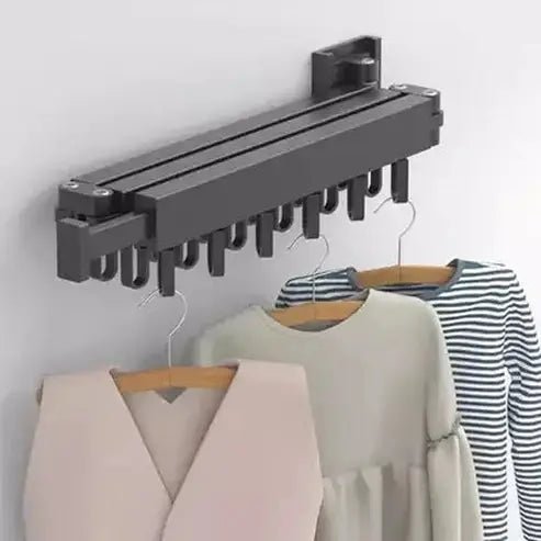 Folding Clothes Hanger Drying Racks & Hangers Black  Wall Retractable Clothes Drying Rack – Dondepiso