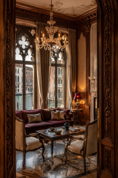 Restored Venetian Gothic palazzo overlooking the Grand Canal