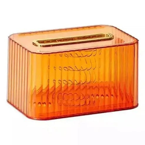 Acrylic Tissue Box Facial Tissue Holders Orange Clear Facial Tissue Box Push Dispenser – Dondepiso