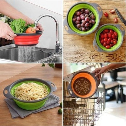 collapsible silicone colander fruit vegetable washing basket colander collapsible drain basket with handle. kitchen tools and utensils: colanders and strainers.