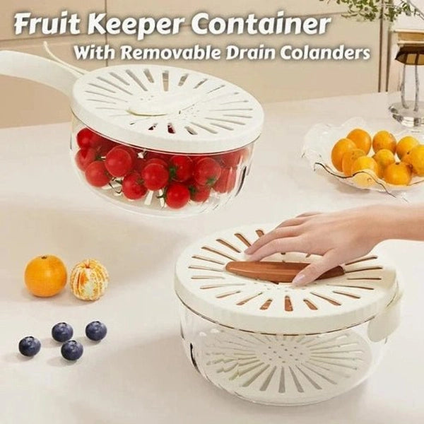 Fruit Drain Basket with Lid & Foldable Handle