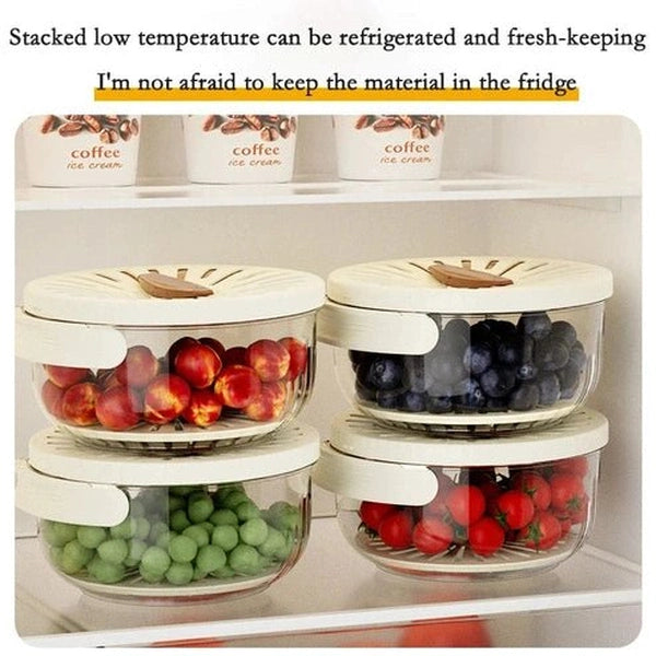 Fruit Drain Basket with Lid & Foldable Handle