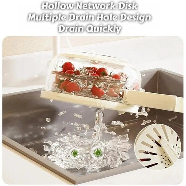 Fruit Drain Basket with Lid & Foldable Handle