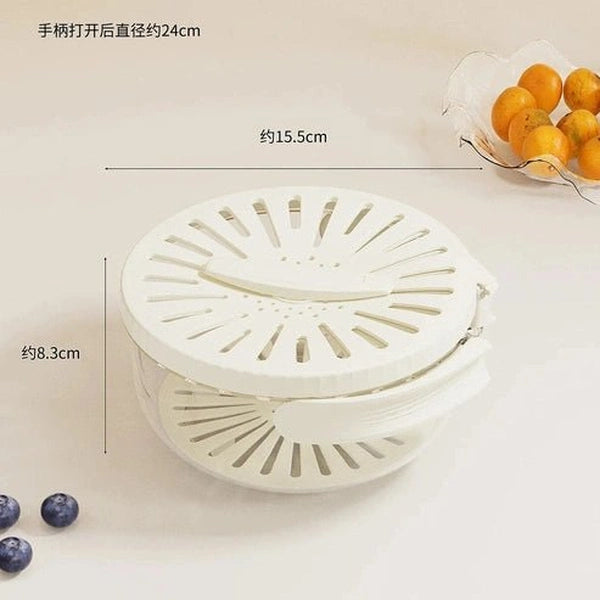 Fruit Drain Basket with Lid & Foldable Handle