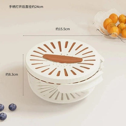 Fruit Drain Basket with Lid & Foldable Handle