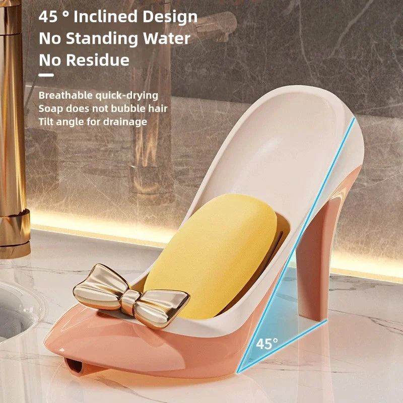 Heel-Shaped Soap Dish & Sponge Holder with Drain