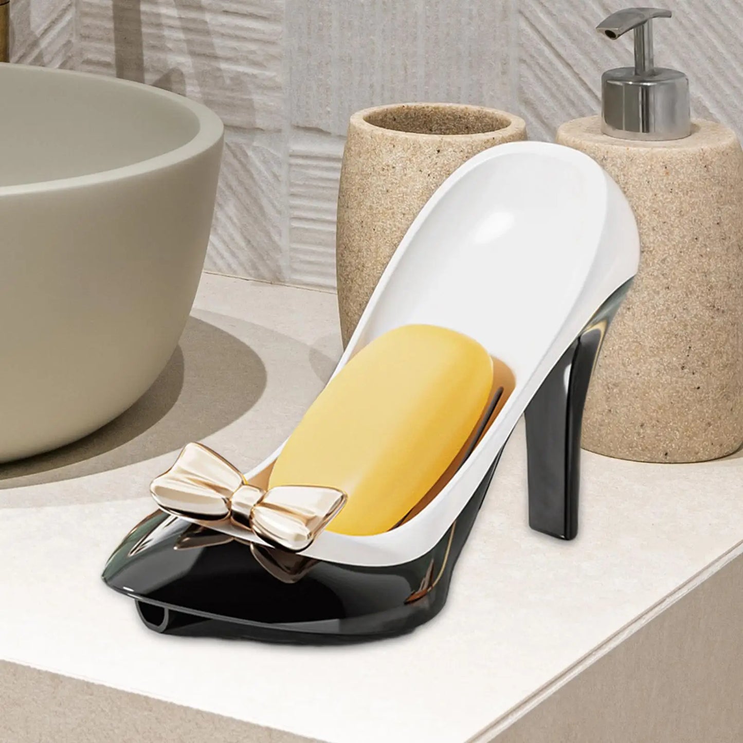 Heel-Shaped Soap Dish & Sponge Holder with Drain