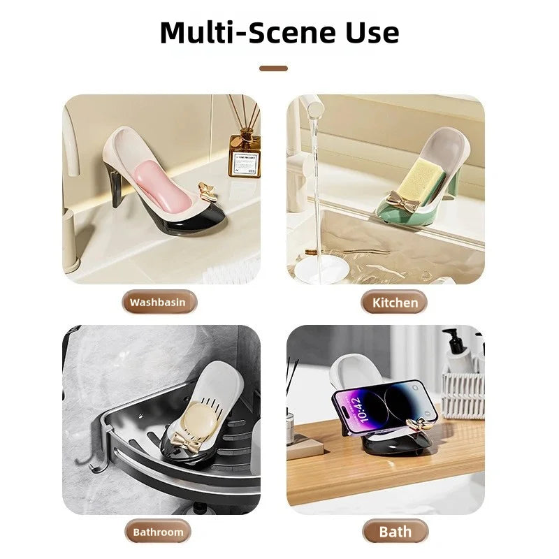 Heel-Shaped Soap Dish & Sponge Holder with Drain