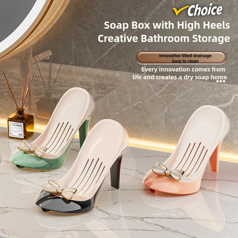 Heel-Shaped Soap Dish & Sponge Holder with Drain