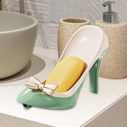 Heel-Shaped Soap Dish & Sponge Holder with Drain