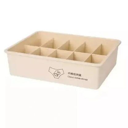 Bra Storage Divider Box Household Storage Containers 10 Grid beige no Lid Sturdy Bra Storage Divider Box with Lid – Dondepiso