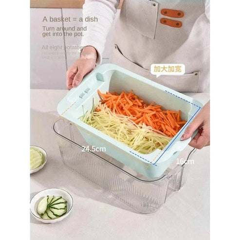 Multifunctional Vegetable Cutting Artifact - Stainless Steel Shredding Basin