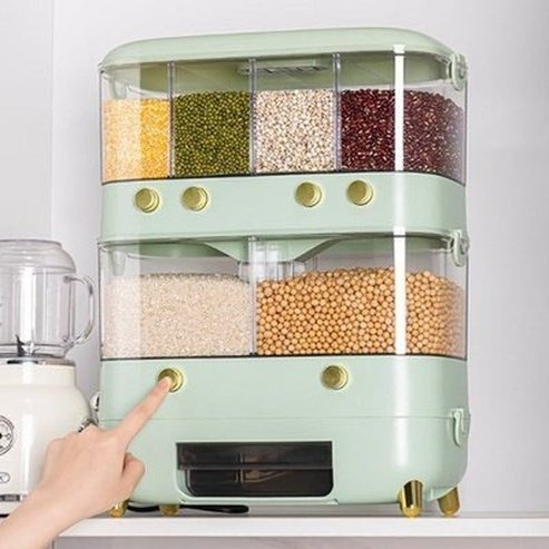 sealed rice storage box home wall mounted cereal grain container dry food dispenser grain storage jar kitchen closet organizer. food storage: food storage containers.