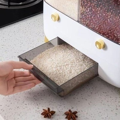 sealed rice storage box home wall mounted cereal grain container dry food dispenser grain storage jar kitchen closet organizer. food storage: food storage containers.