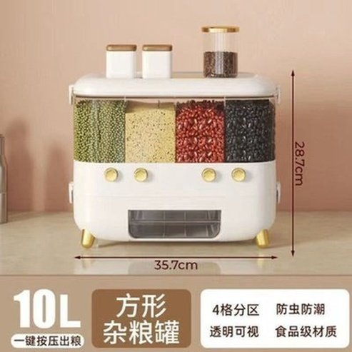 sealed rice storage box home wall mounted cereal grain container dry food dispenser grain storage jar kitchen closet organizer. food storage: food storage containers.