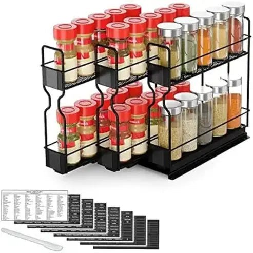 Slide-Out Heavy-Duty Spice Organizer with Labels