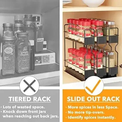 Slide-Out Heavy-Duty Spice Organizer with Labels