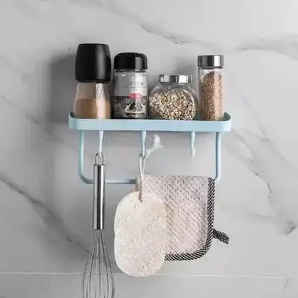 Wall-Mounted Durable Soap Dish Holder, Washcloth and Towel Rack, Shower shelf hold skin care bottles Punch Free