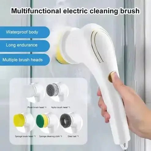 Electric Scrub Brush Sponges & Scouring Pads White Electric Scrub Brush with Replaceable Brush Heads · Dondepiso