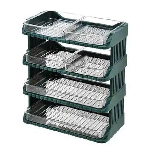 Stackable Food Storage Trays with Drawer Design