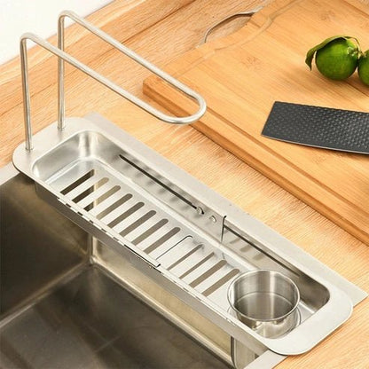 Telescopic Sink Organizer Rack - Sponge & Towel Holder Storage Basket