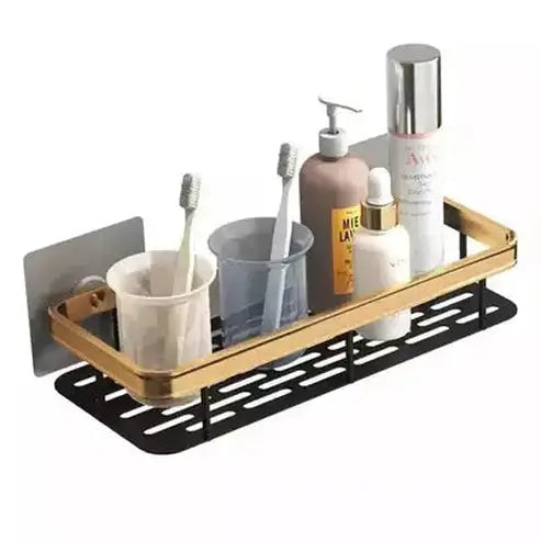 Corner Bath Rack Towel Racks & Holders Black No-Drill Golden Luxury Bathroom Corner Rack – Dondepiso