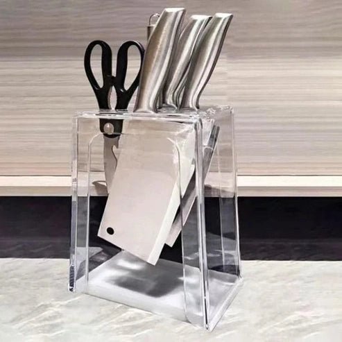 Transparent Acrylic Knife Block - Bacteria Prevention Storage Rack