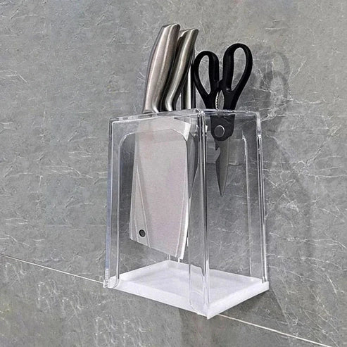 Transparent Acrylic Knife Block - Bacteria Prevention Storage Rack