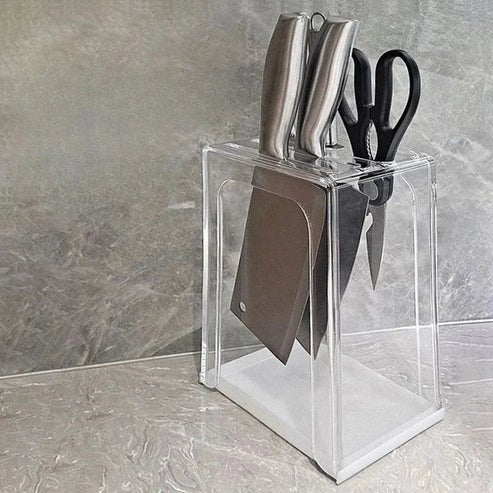 Transparent Acrylic Knife Block - Bacteria Prevention Storage Rack