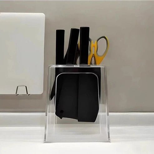 Transparent Acrylic Knife Block - Bacteria Prevention Storage Rack