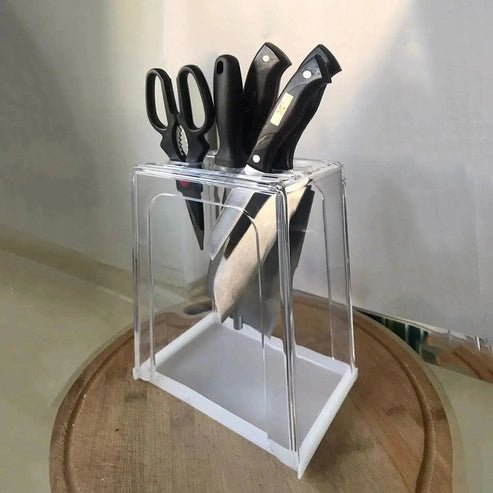 Transparent Acrylic Knife Block - Bacteria Prevention Storage Rack