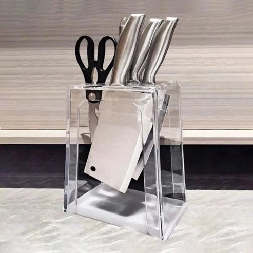 Transparent Acrylic Knife Block - Bacteria Prevention Storage Rack