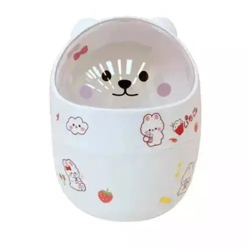 Cartoon Paper Bin Trash Cans & Wastebaskets White Cartoon paper bin with lid for girl's bedroom – Dondepiso