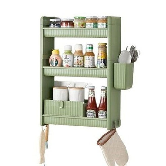 Punch-Free Kitchen Wall-Mounted Storage Rack Household Multi-layer Wall Seasoning Rack Bathroom Storage Rack.  Kitchen Organizers: Kitchen Utensil Holders & Racks.