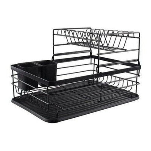  2 Layers Metal Dish Holder Rack With Drain Board 