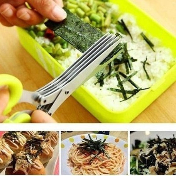 Multifunctional Stainless Steel Multi-layer Kitchen Scissors Knives Scallion Slicer Cutter Herb Spice Cut Kitchen Tool. Kitchen Tools & Utensils: Kitchen Slicers.