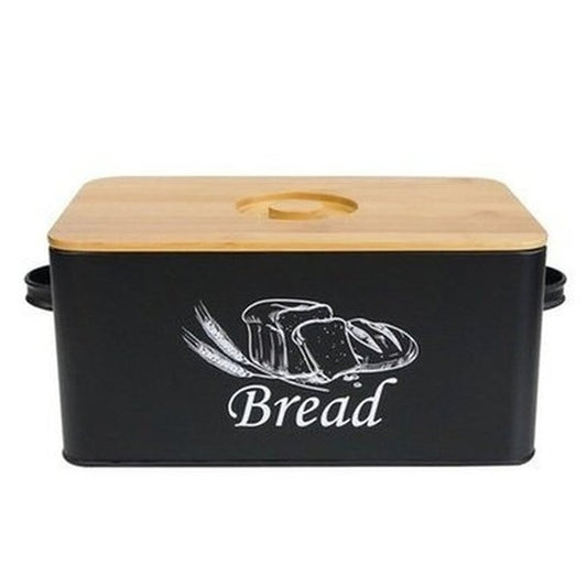 Large Capacity Metal Bread Bin Box Kitchen Food Storage Containers Outdoor Picnic Snack Storage Box with Handle and Bamboo Lid. Type: Food Storage Containers.