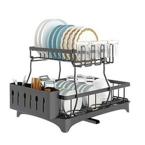 Metal Dish Drainer with Utensil Holder Rack. a must-have kitchen essential for storing and draining dishes. Kitchen Tools & Utensils > Dish Racks & Drain Boards