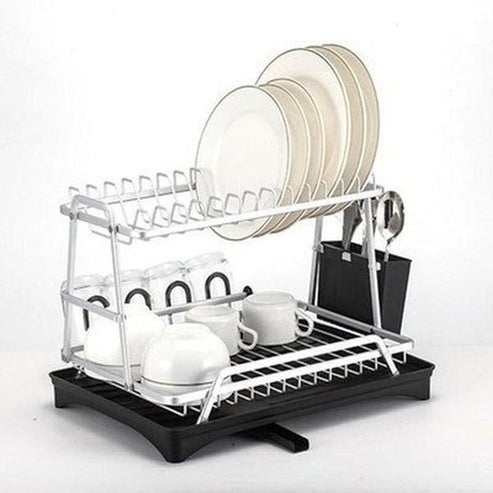 Aluminum Dish Drying Rack With Drain Board 