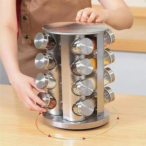 Rotating Stainless Steel Spice Organizer Rack