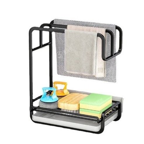 Kitchen Storage Racks Metal Waterproof Sink Desk Organizer Sponge Scouring Pad Drain Rack