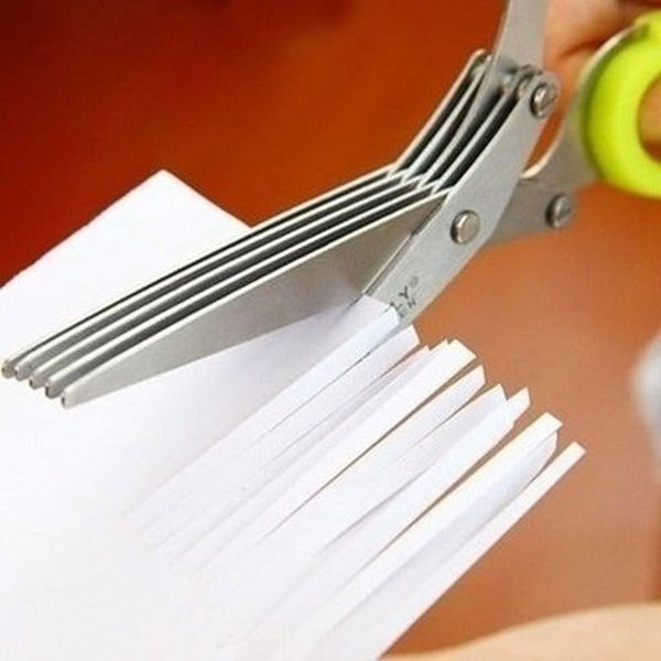 Multifunctional Stainless Steel Multi-layer Kitchen Scissors Knives Scallion Slicer Cutter Herb Spice Cut Kitchen Tool. Kitchen Tools & Utensils: Kitchen Slicers.