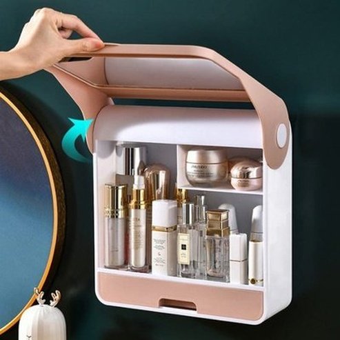 Makeup Storage Box Bathroom Accessory Mounts No Drill Wall Mount Cosmetic Storage Box – Dondepiso