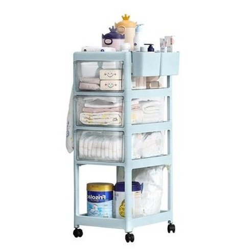 Multi-layer Bathroom Shelf Bathroom Vanities Cyan 4-Layer Rolling Shelf Mobile Bathroom Sundries - Dondepiso