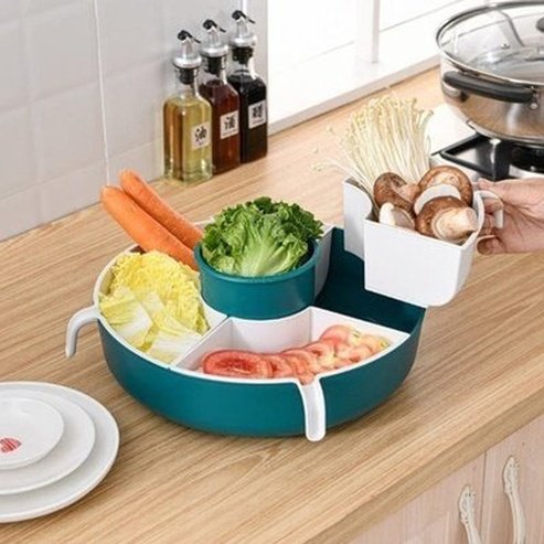 Bowl Rotation Strainer Colanders & Strainers Blue Round Sink Strainer Fruit and Vegetable Drainer – Dondepiso