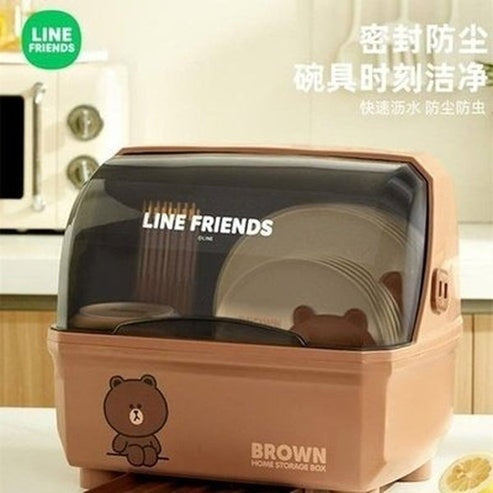 LINE FRIENDS Dish Rack Dish Racks & Drain Boards LINE FRIENDS Anime Brown Sally Kawaii Dish Storage Rack - Dondepiso