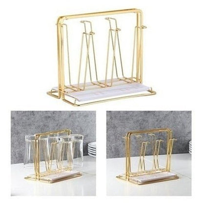 Golden Mug Drying Rack Kitchen Utensil Holders & Racks Golden Golden 6 Mugs Drying Rack Holder · Dondepiso