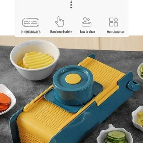 Safe Handheld Vegetable Slicer Kitchen Slicers Blue Handheld Safety Combinable Kitchen Slicer With 5 Blades · Dondepiso