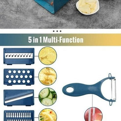 Safe Handheld Vegetable Slicer Kitchen Slicers Blue Handheld Safety Combinable Kitchen Slicer With 5 Blades · Dondepiso