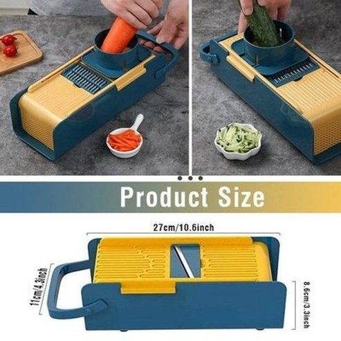 Safe Handheld Vegetable Slicer Kitchen Slicers Blue Handheld Safety Combinable Kitchen Slicer With 5 Blades · Dondepiso